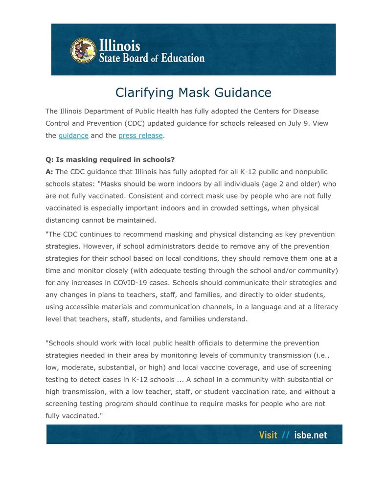 ISBE Clarifying Mask Guidance