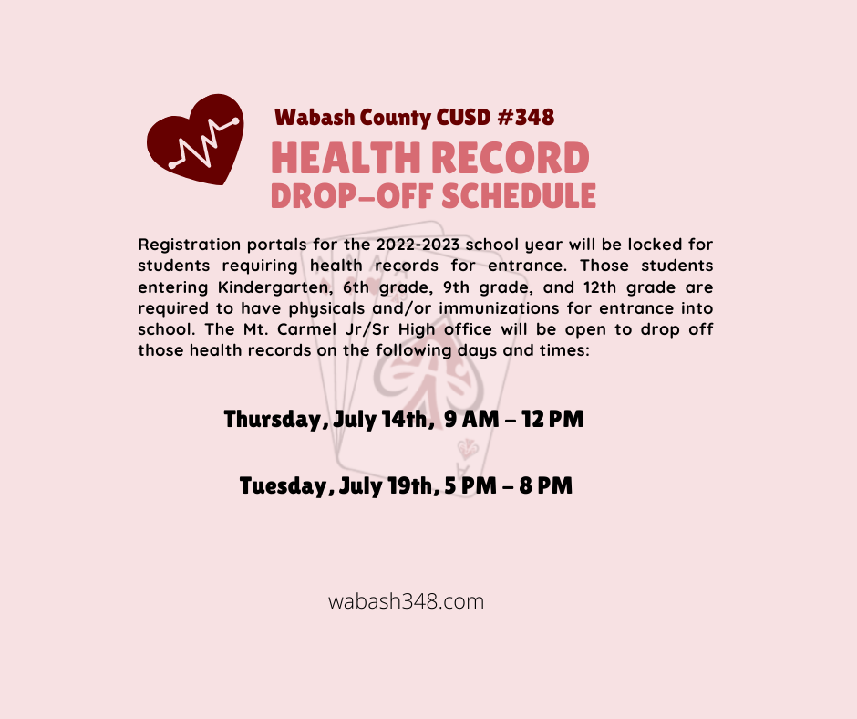 Health Record Drop Off Schedule