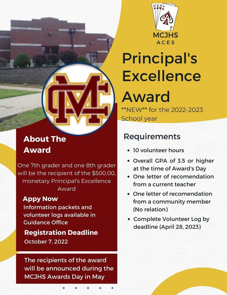 MCJHS Principal's Award