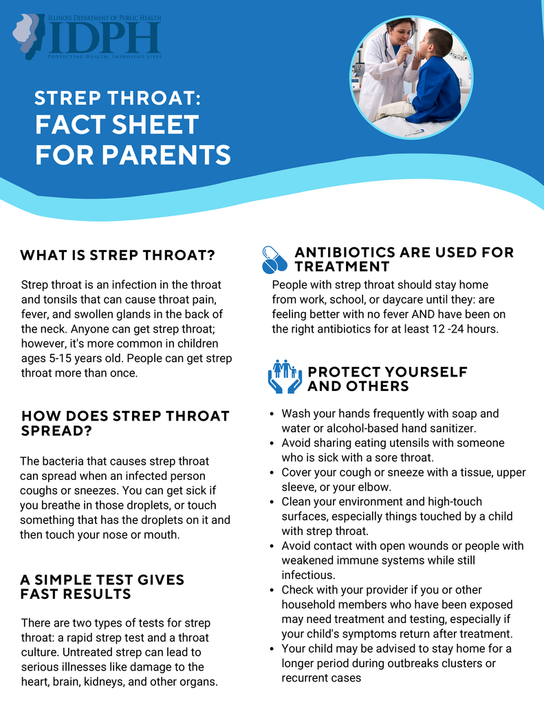 Strep throat fact sheet for parents