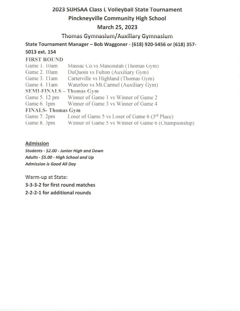 Volleyball State Tournament Schedule